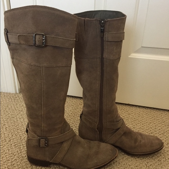 Taupe suede riding boots